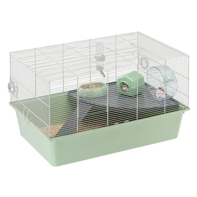 Image de Ferplast Cage Hamster Milos XL Souris, Enclos pour Hamster, Base en Plastique et Structure Fer Recyclés, Entretien Facile, Modulaire, Accessoires Inclus, 69,5 x 46 h 41 cm