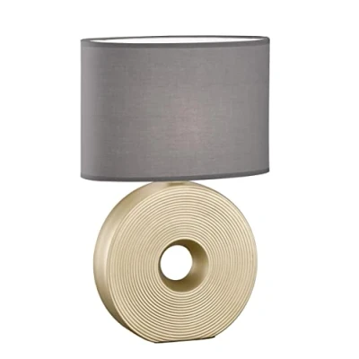 Image de Lampe de table Eye Or mat Abat jour en tissu Couleur : anthracite Intérieur blanc Dimensions 34 x 17 cm Hauteur 53 Avec interrupteur à cordon 1 ampoule E27 max. 40 W 50475