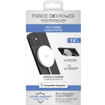 Image de chargeur induction Fonction Stand Compatible MagSafe 15W Garanti à vie Argent avec Force Power Neuf