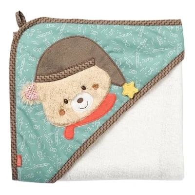 Image de Fehn Serviette de bain Ours enfant poncho en éponge avec capuche pour bébés et jeunes enfants à partir 0+ mois dimensions 80 x cm