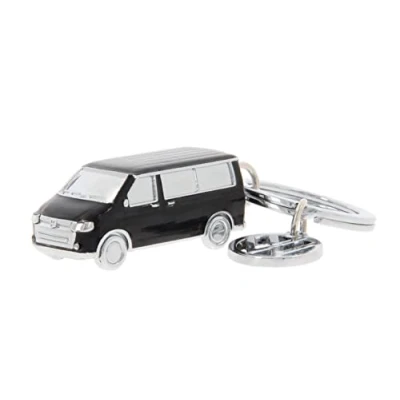 Image de BRISA VW Collection porte clés en métal 3D Volkswagen avec anneau au design du Combi T5/T6 (Classic Combi/Noir)