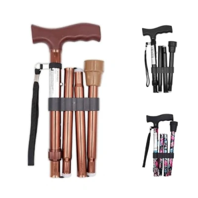 Image de Pepe Canne de Marche Pliable Femme, Pliante et Réglable, Homme Pliable, Femme Ajustable, pour Marcher Aluminium, Bronze
