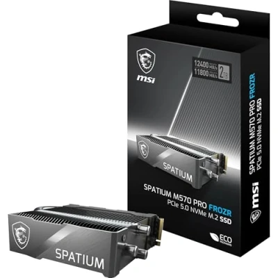 Image de MSI SPATIUM M570 Pro PCIe 5.0 NVMe M.2 2TB FROZR Disque SSD Interne 2 to avec radiateur, M.2, Lecture 12400 MB/s &amp; Écriture 11800 MB/s, 3D NAND, 1400 TBW, Garantie 5 Ans