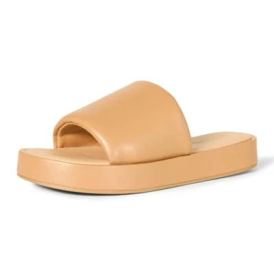 Image de Amazon Essentials Sandales Plates compensées à Enfiler Femme, Fauve, 41 EU