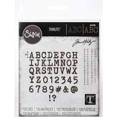 Image de Sizzix Matrice de découpe Thinlits Set 123pcs 664406 Mini Alphanumérique Majuscules Tim Holtz, Multicolore, Taille unique