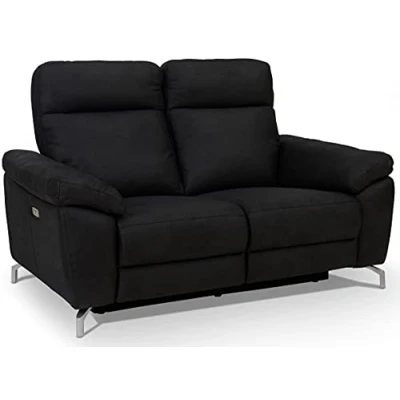Image de Ibbe Design Selesta Canapé Inclinable Électrique 2 Places en Tissu Noir Sofa Relax de Relaxation avec Repose Pied et Port USB, Pieds Métal