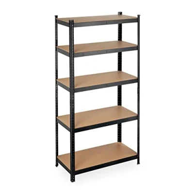 Image de Relaxdays Étagère à charge lourde, capacité 875 kg, 5 niveaux, assembler, cave, garage, acier, HLP 180x90x45 cm, noir