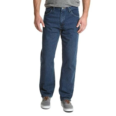 Image de Wrangler Authentics Jean Classique en Coton à 5 Poches Coupe décontractée, Dark Stonewash, 34W x 28L Homme