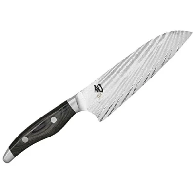 Image de KAI Shun Nagare Santoku 18 cm Longueur de Lame à Double Noyau en Acier Damascus 72 Couches VG 2 &amp; 10 Pakkawood Gris Noir Fabriqué la Main au Japon Couteau Chef Japonais Forgé