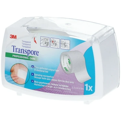 Image de 3M™ Transpore™ Sparadrap plastique microperforé 5 m x 2.5 cm