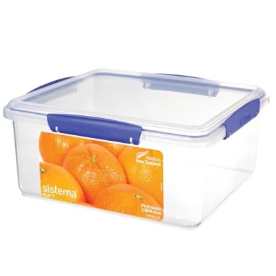 Image de Sistema KLIP IT Récipient de conservation alimentaire Forme carrée, 5 litres Boîte avec couvercle, compatible réfrigérateur/congélateur Plastique sans BPA Clips bleus 1 pièce