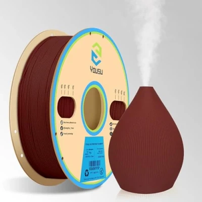 Image de Filament d&#039;impression 3D en bois YOUSU, 1,75 mm, PLA avec 20% de fibres véritable, compatible la plupart des imprimantes FDM, acajou noir, 1 kg