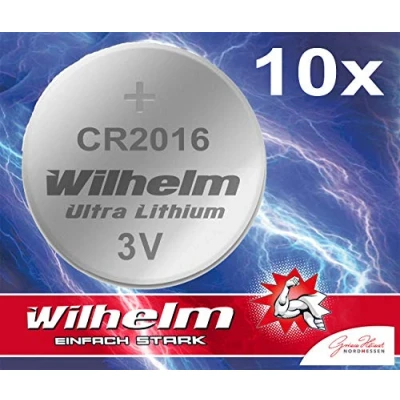 Image de 10 x Piles Bouton CR2016 Wilhelm Batterie Lithium 3V CR 2016 DL2016