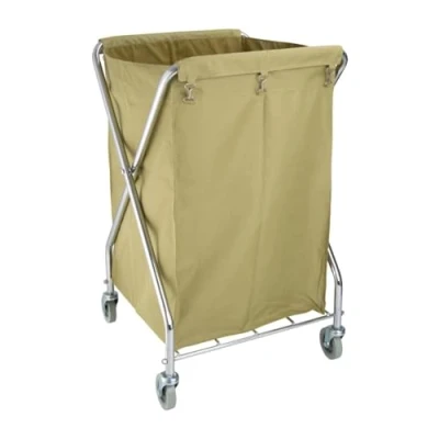 Image de Jantex Chariot à linge 220 litres, sale pliable pour hôtel, Dimensions : 985(H) x 620(L) 620(P)mm, Le sac en tissu se déclipse du cadre, 4 roulettes pivotantes, L616