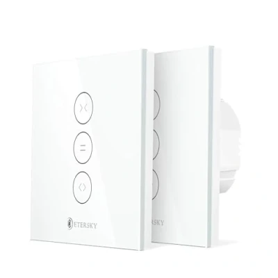 Image de WiFi Interrupteur Volet Roulant Connecté, Etersky Intelligent Mural de Rideau Compatible avec Alexa et Google Home, Tactile Contrôlé l&#039;APP à Distance, Timer Partager