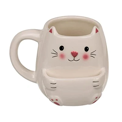 Image de Out of the blue Tasse à café avec compartiment biscuits Motif chat Transparent