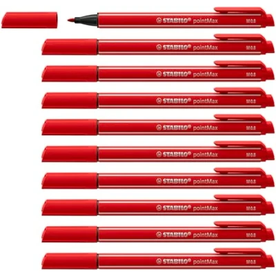 Image de Stylo feutre STABILO pointMax Lot x 10 stylos feutres pointe moyenne Rouge