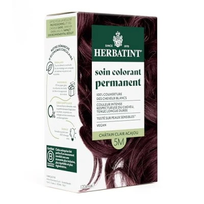 Image de Herbatint Soin Colorant Permanent Cheveux 5M Châtain Clair Acajou 170ml Sans Ammoniaque, 100% Couverture Blancs Testé Dermatologiquement pour Peaux Sensibles, avec 8 Extraits Végétaux Bio