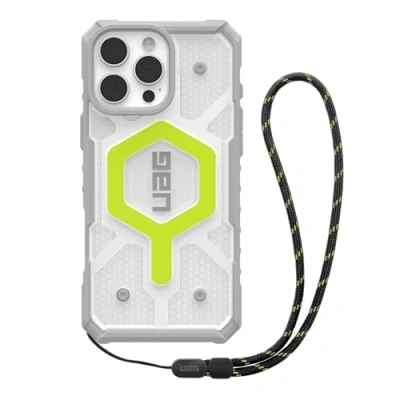 Image de Urban Armor Gear Bundle Pathfinder MS Case/Lanyard Compatible Apple iPhone 16 Pro Max (Chargement sans Fil/Compatible avec la Recharge magnétique, Housse Bande) néon (Noir/Graphite)