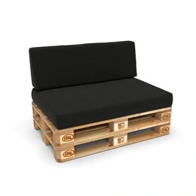 Image de POKAR Set de 2 Coussins pour Palettes Euro: 1x Assise 120x80cm + Dossier 120x40cm, en Mousse formée à Froid, Canapé Jardin, Intérieur et Extérieur, sans Palette, Noir