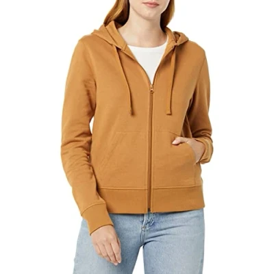 Image de Amazon Essentials Sweatshirt à Capuche Entièrement Zippé en Molleton et Éponge (Grandes Tailles Disponibles) Femme, Fauve Foncé, XL