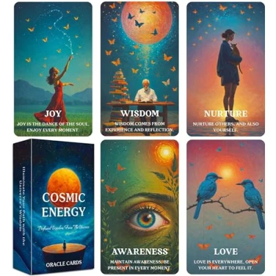 Image de QCFQCF cartes Oracle cosmiques, à message de l&#039;univers pour débutants, force intérieure, guide spirituel Deck, sagesse universelle un usage quotidien, les lectures et la