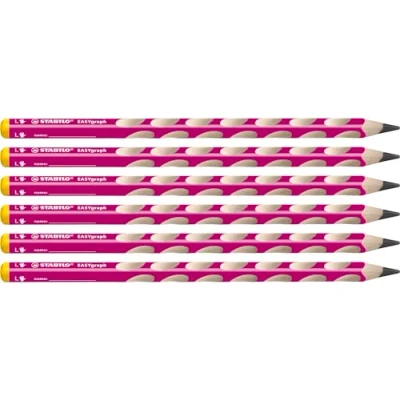Image de Crayon graphite gaucher STABILO EASYgraph Lot de 6 crayons graphites HB (rose)