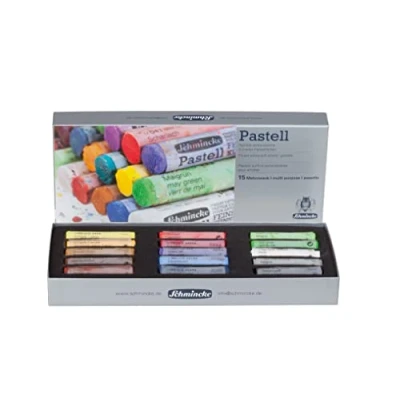 Image de Schmincke Pastel, 15 couleurs, multi usages, assortiment de base 77 215 097, set en carton avec pastels, faits à la main, brillants, veloutés et très résistants lumière