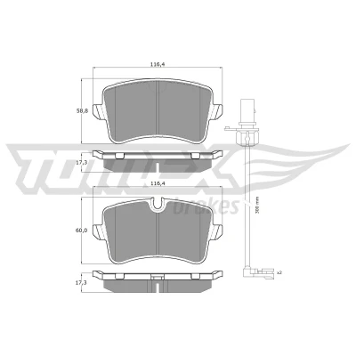 Image de TOMEX brakes TX 16 81 Jeu de plaquettes frein Essieu arrière contact signal d&#039;usure inclus AUDI: A8 D4