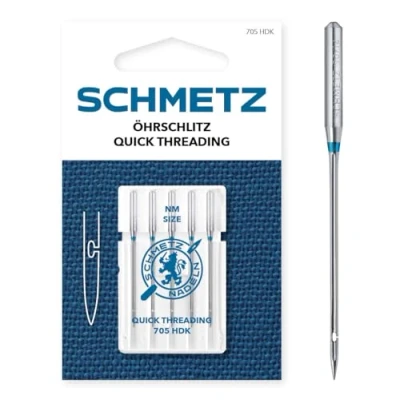 Image de SCHMETZ Aiguilles pour machines à coudre 5 Enfilage Facile 705 HDK Grosseur d’aiguille 80/12 utilisable sur la plupart des familiales courantes