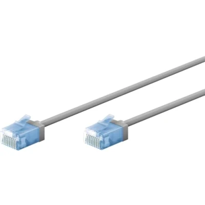 Image de goobay Câble patch slim/ultra flexible RJ45 CAT 6A U/UTP CU/Câble Ethernet fin avec connecteurs courts / 10 Gbit/s LSZH Protection anti torsion Gris 7,5 m 74226