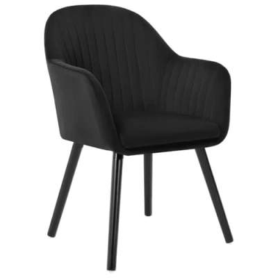 Image de WOLTU 1 X Chaise de Salle à Manger en Velours Surface Pieds Bois Noir,Chaise Relax Salon Vert Foncé BH259dgn