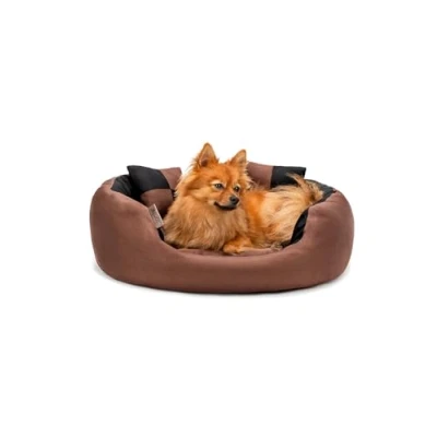 Image de lionto Lit pour Chien 4 en 1 avec Coussin réversible, 65x50 cm, Animaux de Compagnie Toutes Tailles résistant aux griffures entrée Basse, Noir/Marron