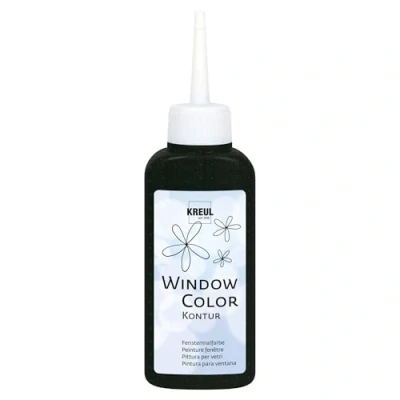 Image de KREUL 42774 Window Color Peinture contour Pour fenêtre Noir Flacon de 80 ml une meilleure délimitation des motifs surfaces lisses (verre, miroir, carrelage)