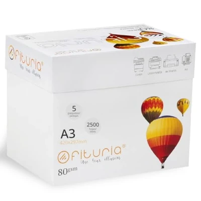 Image de Feuilles A3, Papier Multiusage pour Imprimante et Photocopieuse, A3 Blanc Environnements de Travail Usage Domestique, DIN 80g/m², Paquet Ofituria (2500 feuilles)