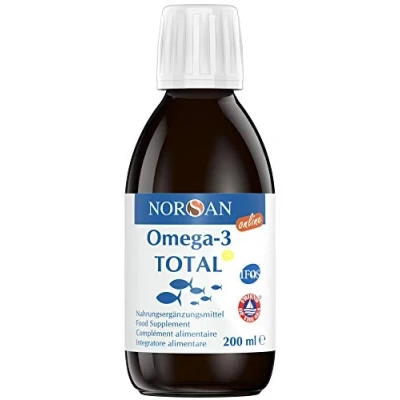Image de NORSAN Premium huile de poisson omega 3 Total Citron hautement dosé 200 ml / 2.000mg d’ dose journalière/fish oil 1120mg EPA &amp; 536mg DHA/huile avec 800 IU vitamine D3
