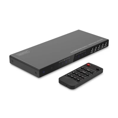 Image de DIGITUS DS 55345 Commutateur matriciel HDMI 4x2 4 in 2 Out UHD 4K/30 Hz HDTV : 3840 x 2160p HDCP 1.4 &amp; 1.4b Multi visionneuse, écran partagé, PIP RS232, Audio (Toslink, stéréo 3,5mm)