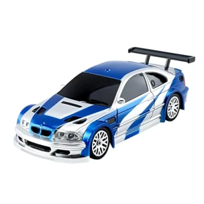 Image de WYFTOY Mini voiture de course électrique RC avec kit lumières échelle 1/43 2,4 G pleine proportionnelle (version RTR / bleu et blanc)
