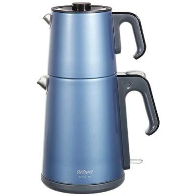Image de AR3080 O Cay Sefasi théière bleu marine 1650 W Capacité de la : 1,2 l en acier inoxydable Réservoir d&#039;eau 1,8 Pour préparation l&#039;eau Bouilloire Filtre à thé