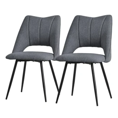 Image de Chaise de Salle à Manger ML DESIGN Lot 2 Rembourrage en Polyester Pieds Métalliques Noirs Gris