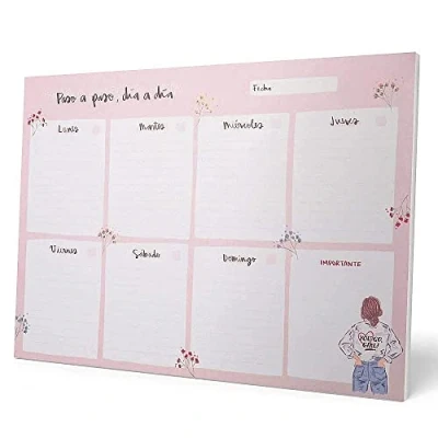 Image de Grupo Erik Bloc Notes A4 Ana Marin, Semainier Sous Main Bureau, Planner Hebdomadaire Papeterie de To Do List, Blocs Mémo, Fournitures Scolaires Version Espagnole