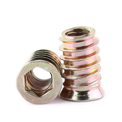Image de Écrous D&#039;Insertion Filetés, MAGT 20pcs M10*25mm Écrou Hexagonal Fileté À Visser Inserts en bois Filetés D&#039;Entraînement Hexagonaux pour meubles