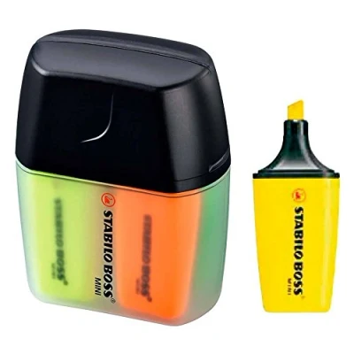 Image de Surligneur STABILO Boss Mini Boîte de 4 Jaune, Bleu, Vert, Orange