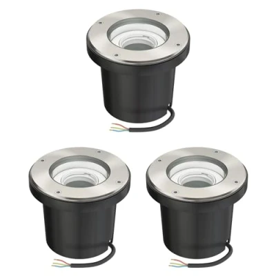 Image de ledscom.de 3 pièces luminaire encastré de sol BOFU pour l&#039;extérieur, IP67, orientable, inox, rond, 150mm Ø, 1x GU10 max. 15W