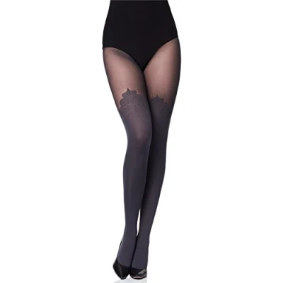 Image de Merry Style collants pour femme avec effet optique de bas Overknee motif MS 389 60 DEN (Graphite M)