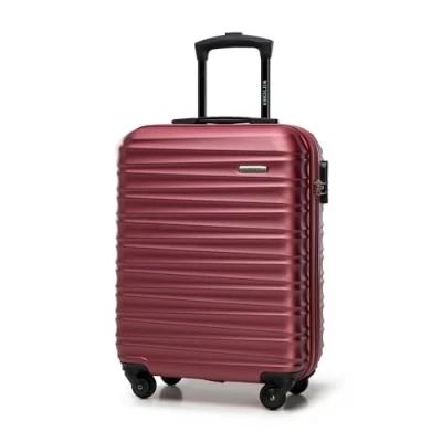 Image de WITTCHEN Valise Cabine Bagages de Voyage Bagage à Main Rigide en ABS avec 4 roulettes Pivotantes Serrure Combinaison Poignée Télescopique Groove Line Taille M Marron