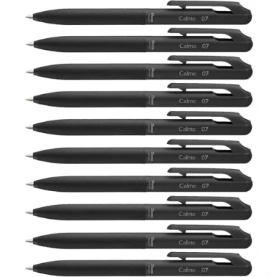 Image de Pentel BXA107A A Calme Stylo à bille, bruit de clic, zone préhension aspect cuir, rechargeable, bille 0,7 mm = largeur trait 0,35 mm, couleur l&#039;encre : noir, 1 pièce