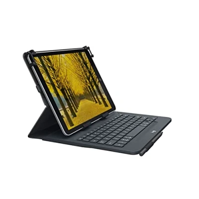 Image de Logitech Universal Folio Etui iPad/Tablette avec Clavier sans Fil Bluetooth, pour Ipad 9 10 Pouces/Tablette Windows, Configuration Facile, Batterie Longue Durée 2 Ans, AZERTY Français Noir
