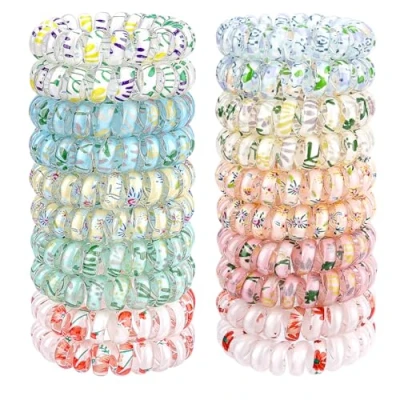 Image de JessLab Petits Élastiques Spirales, Lot de 20, Accessoires Cheveux Résistants et Imperméables, pour Femmes, Sans Dommage, Convient à Tous Types Cheveux, Mix Couleur 3