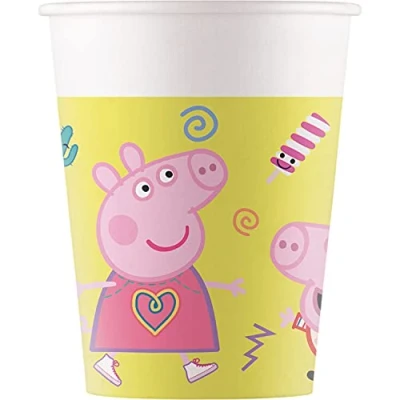 Image de Procos FSC® Mix 93471 Lot de 8 gobelets jetables en papier pour fête d&#039;anniversaire d&#039;enfant Motif Peppa Pig Capacité max. 200 ml